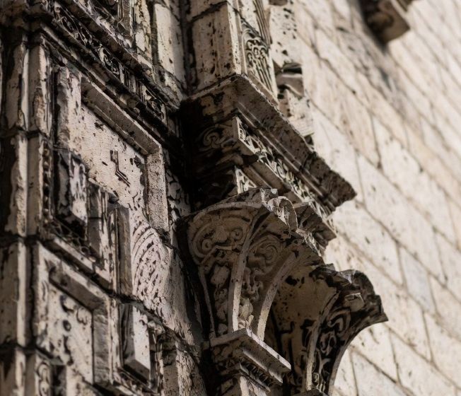 close‑up of architectural details revealed after cleaning